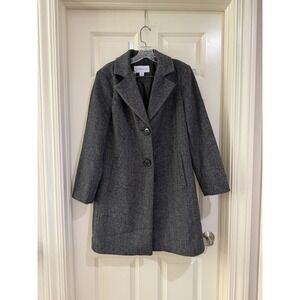liz claiborne women grey wool blend coat size M